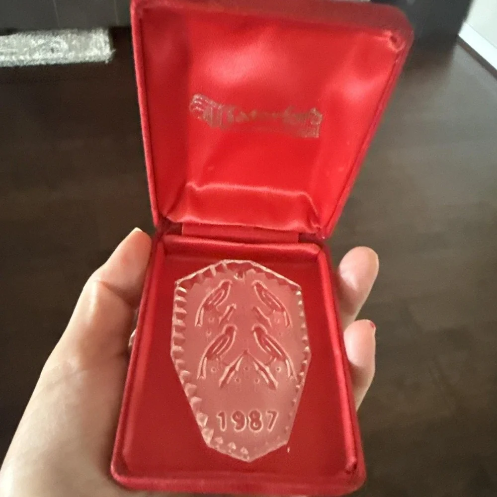Vintage Waterford Crystal Annual 1987 Glass Christmas Ornament w/ Original Box
